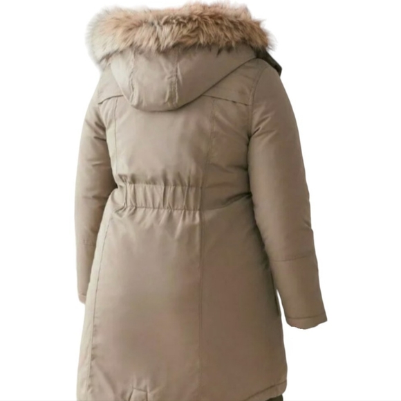 Addition Elle Plus Size Long Parka Coat Plus Size 2X Winter Jacket Tan with Hood - Picture 2 of 2